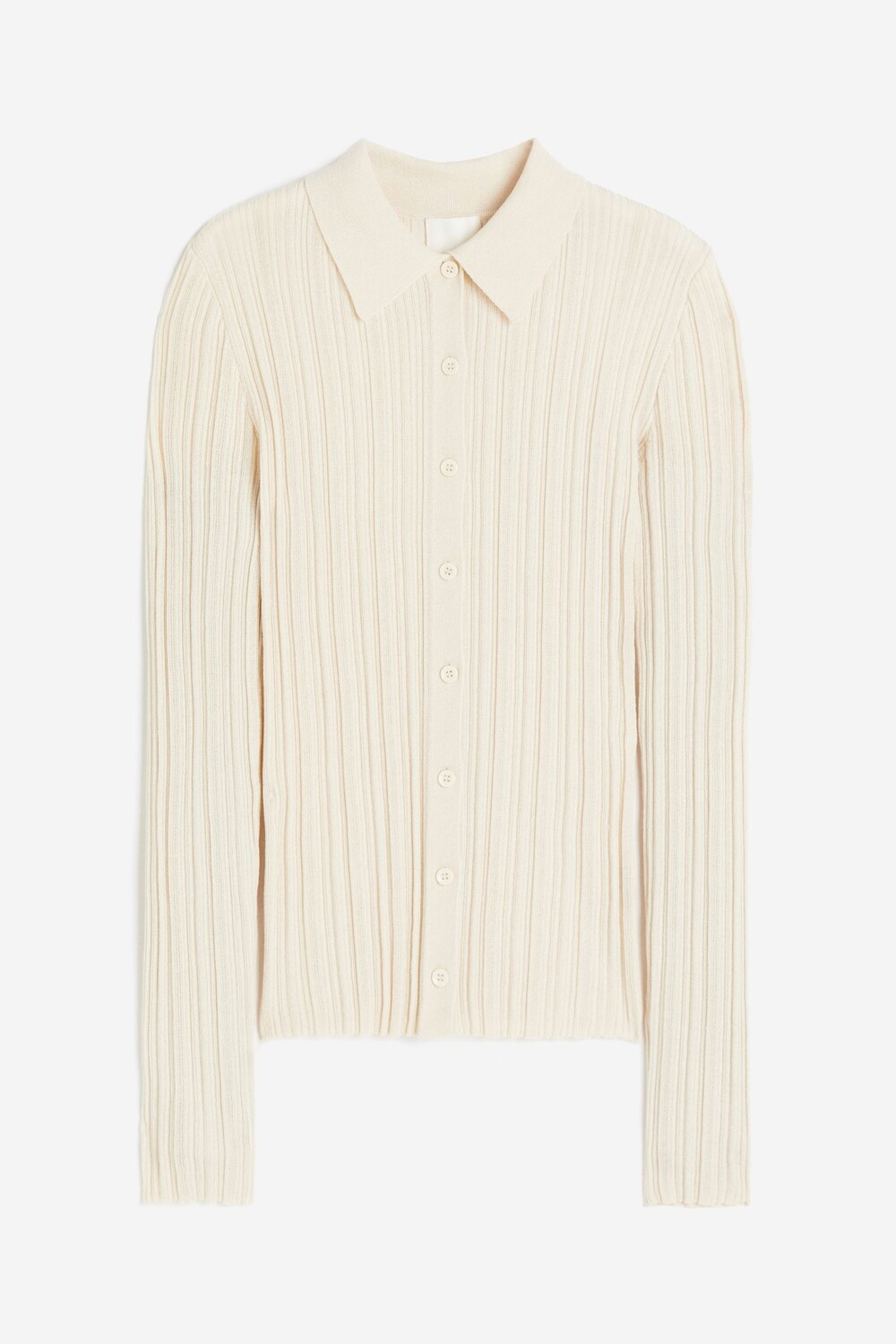

Кардиган H&M Rib-knit With Collar, кремовый, Бежевый