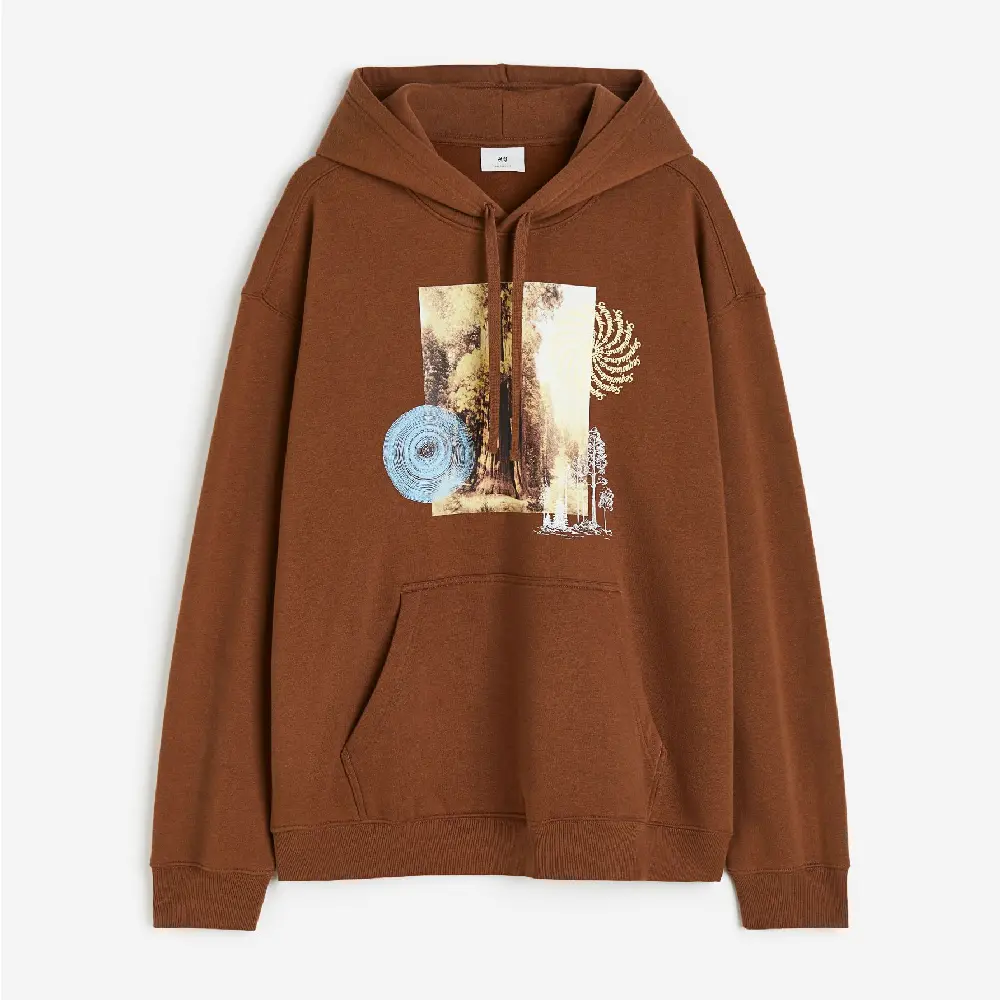 

Толстовка H&M Relaxed Fit Printed Trees, коричневый