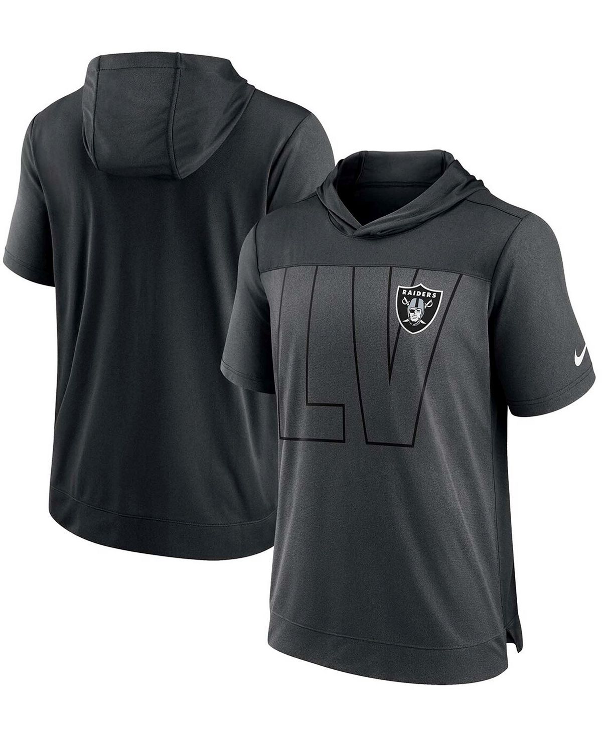 цена Мужская темно-серая, черная футболка с капюшоном las vegas raiders performance Nike, мульти