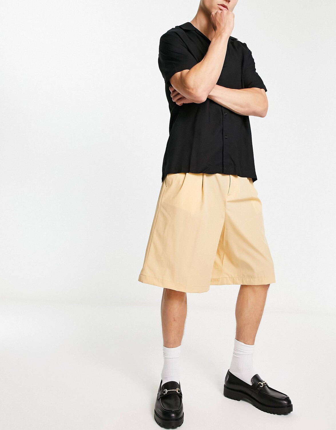 

Персиковые элегантные шорты-бермуды ASOS DESIGN