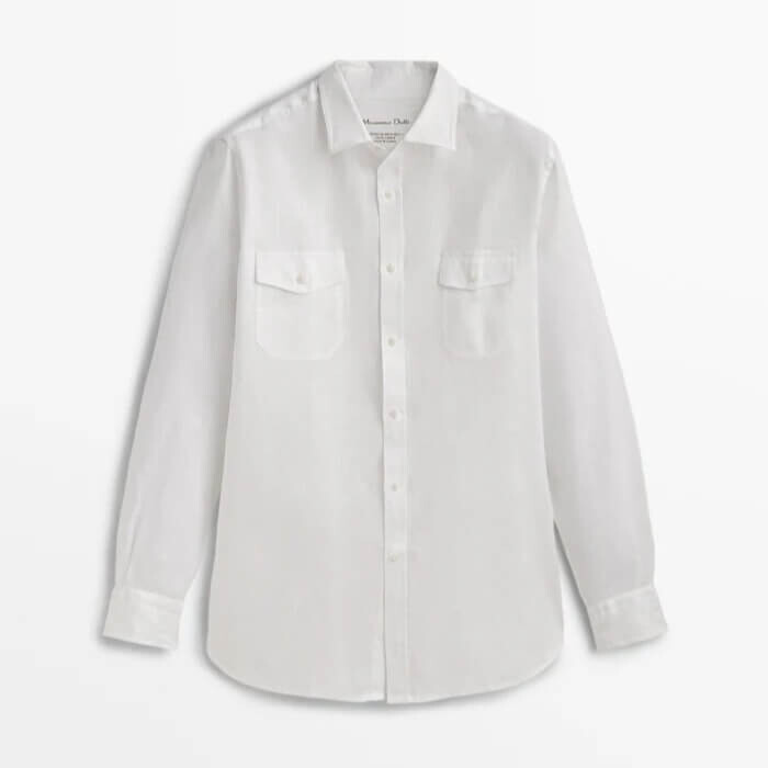 

Рубашка Massimo Dutti Linen With Pockets, белый