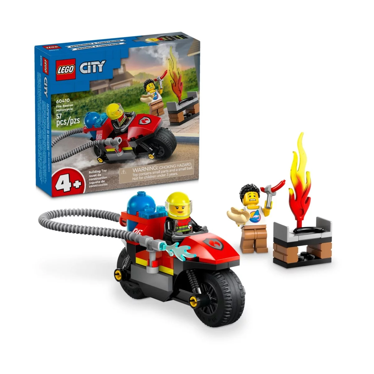 Конструктор Lego City Fire Rescue Motorcycle 60410, 57 деталей конструктор lego city 60410 мотоцикл пожарно спасательных служб