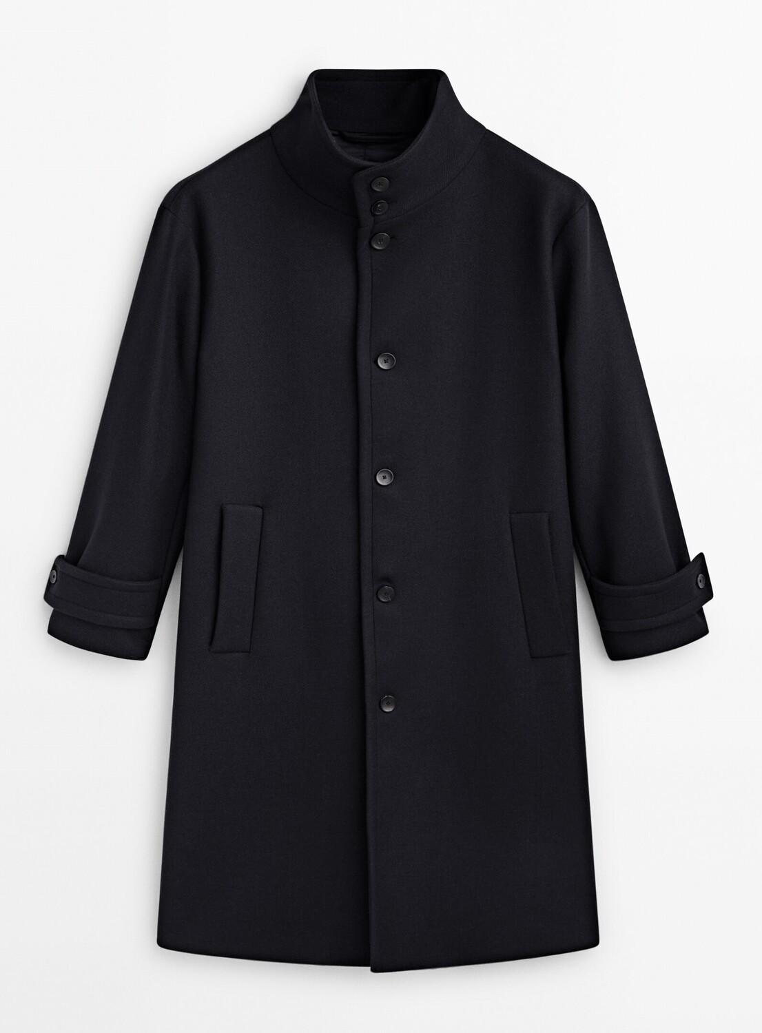 

Пальто Massimo Dutti Limited Edition Wool Blend High Neck, темно-синий