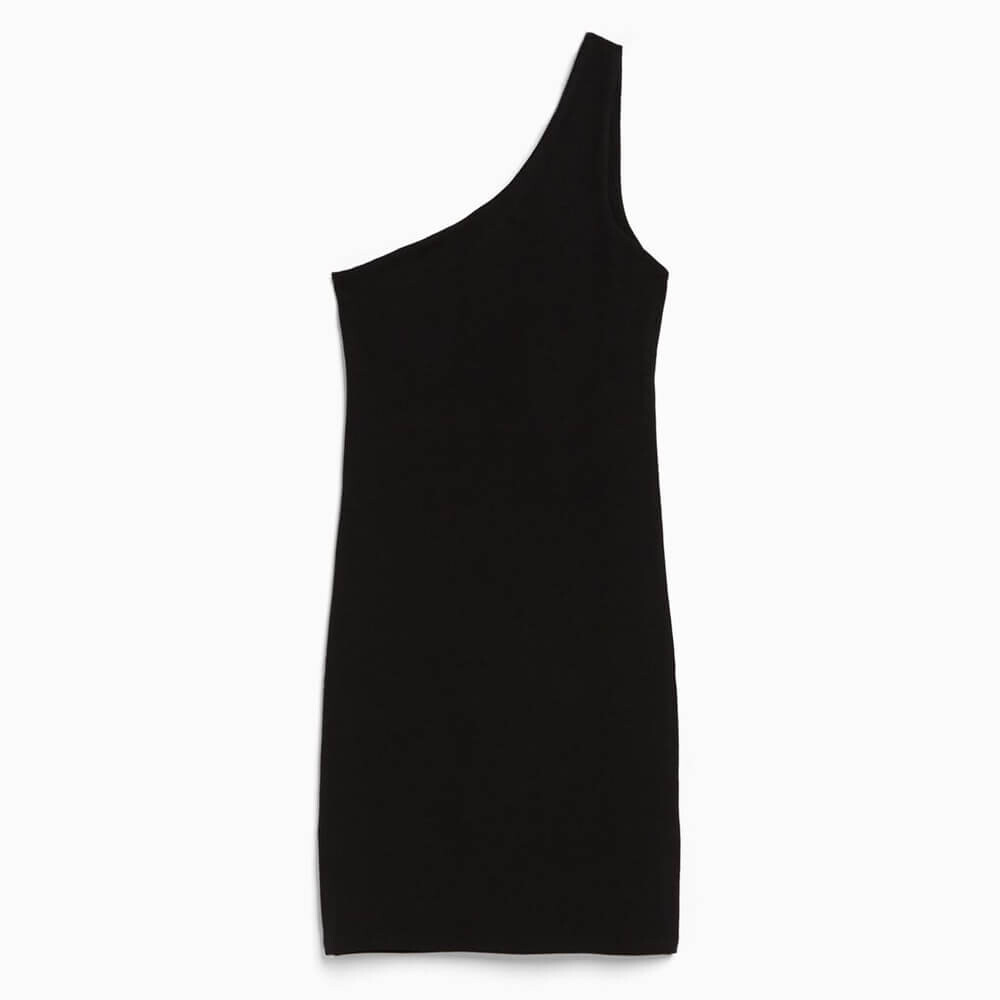 

Платье Bershka Mini With Asymmetric Straps, черный