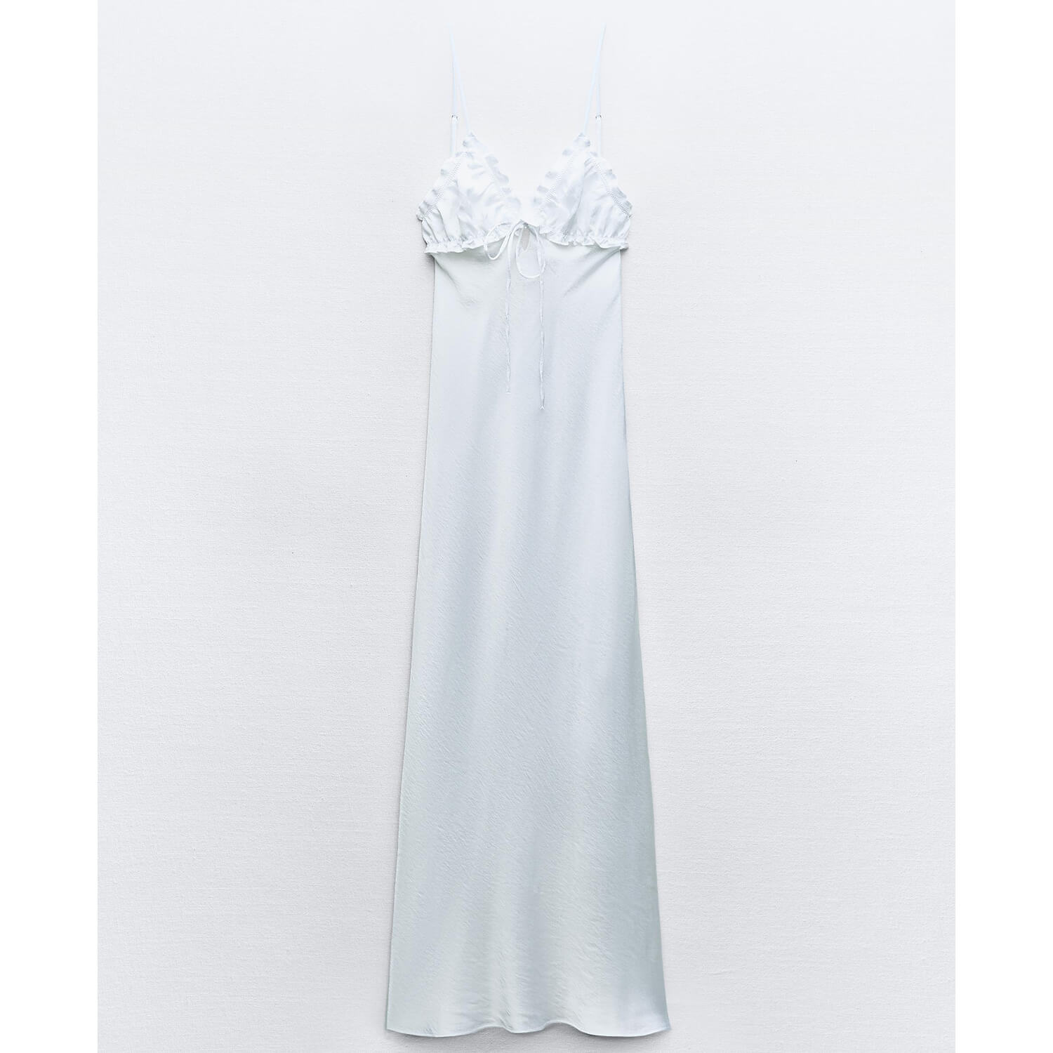 Платье Zara Satin Midi With Ruffles, белый блуза zara printed with ruffles оранжевый