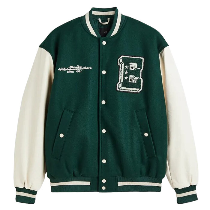 

Куртка H&M Baseball, зеленый/кремовый