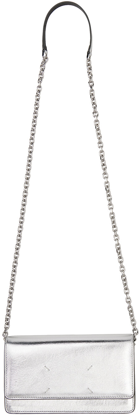 

Серебряный кошелек на цепочке с четырьмя стежками Maison Margiela