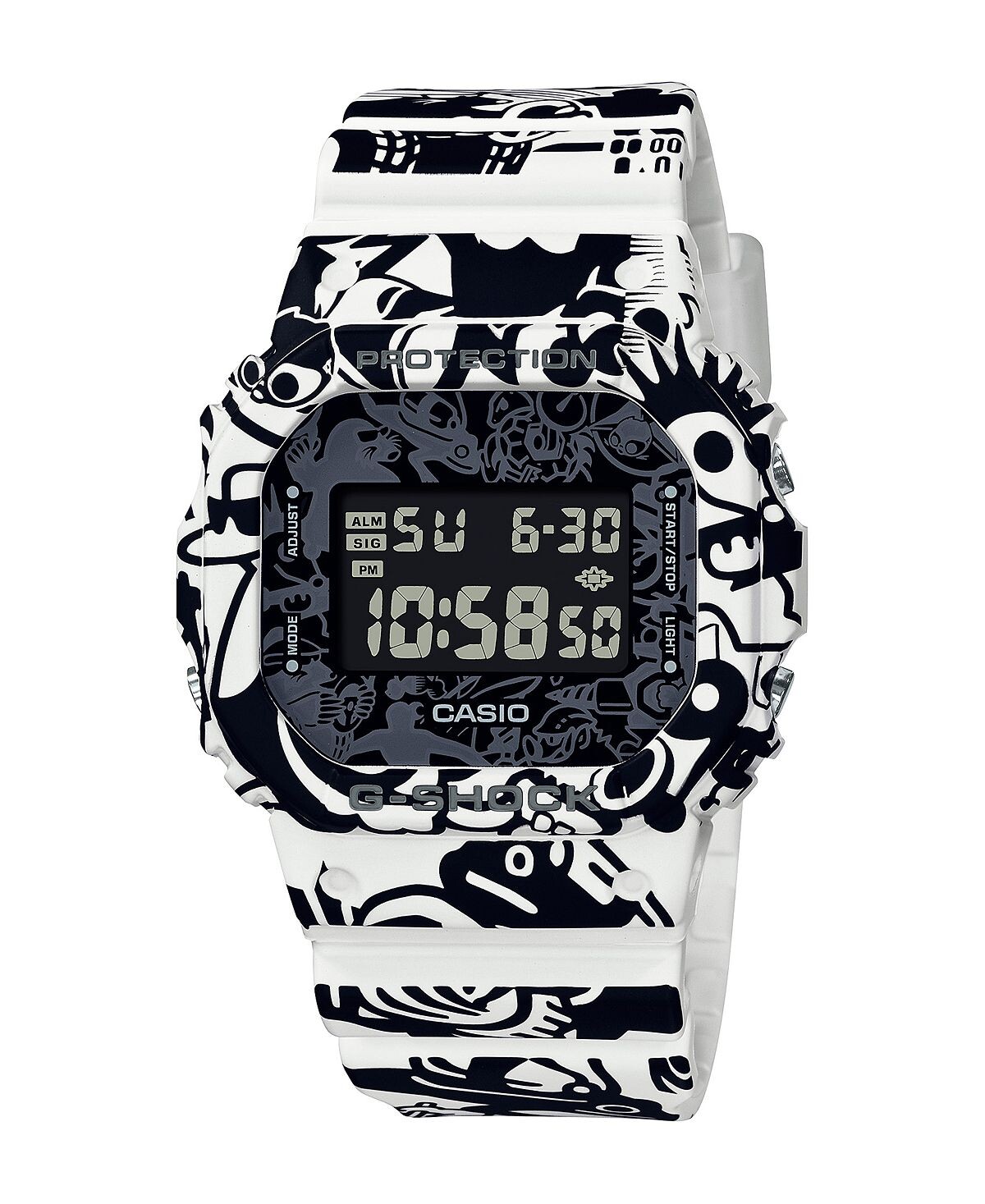 

Мужские часы с черно-белым полимерным ремешком, 42,8 мм, DW5600GU-7 G-Shock