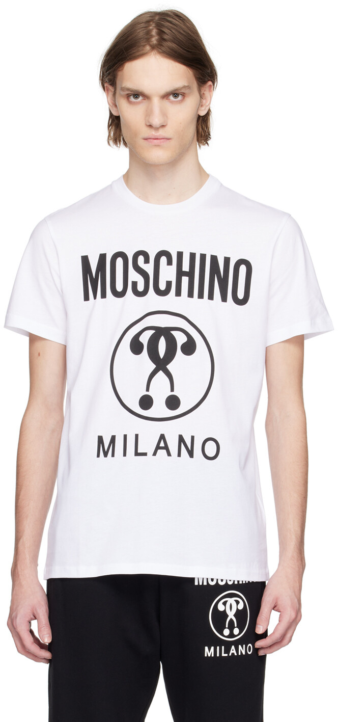 

Белая футболка с принтом Moschino, Белый