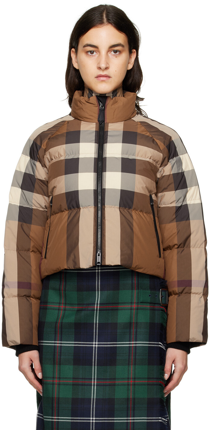 

Коричневый укороченный пуховик Burberry