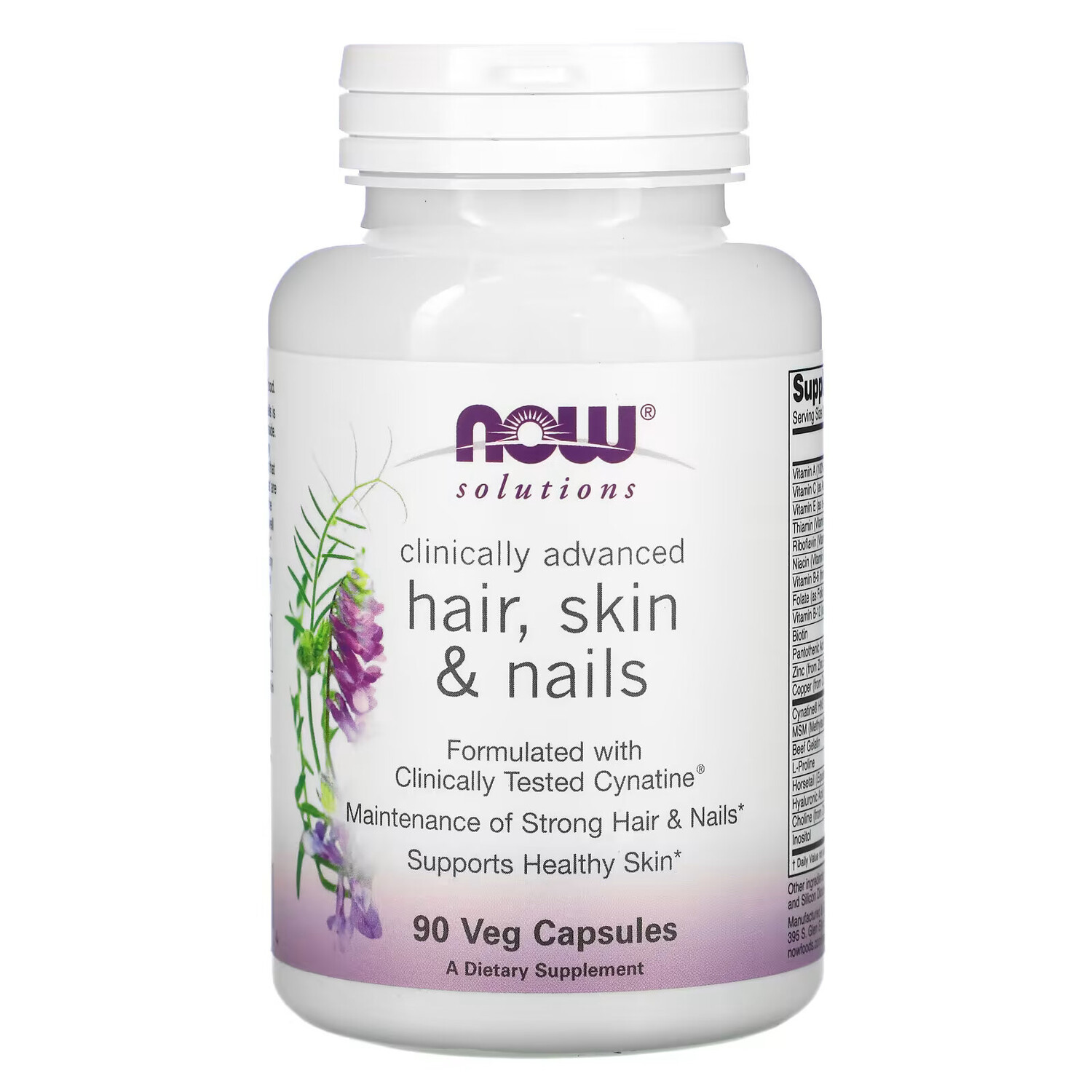 

NOW Foods, Solutions, для здоровья волос, кожи и ногтей, 90 вегетарианских капсул