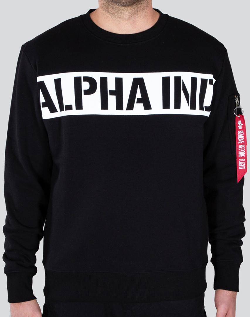 Пуловер Alpha Industries Printed Stripe, черный пуловер alpha industries printed stripe темно синий