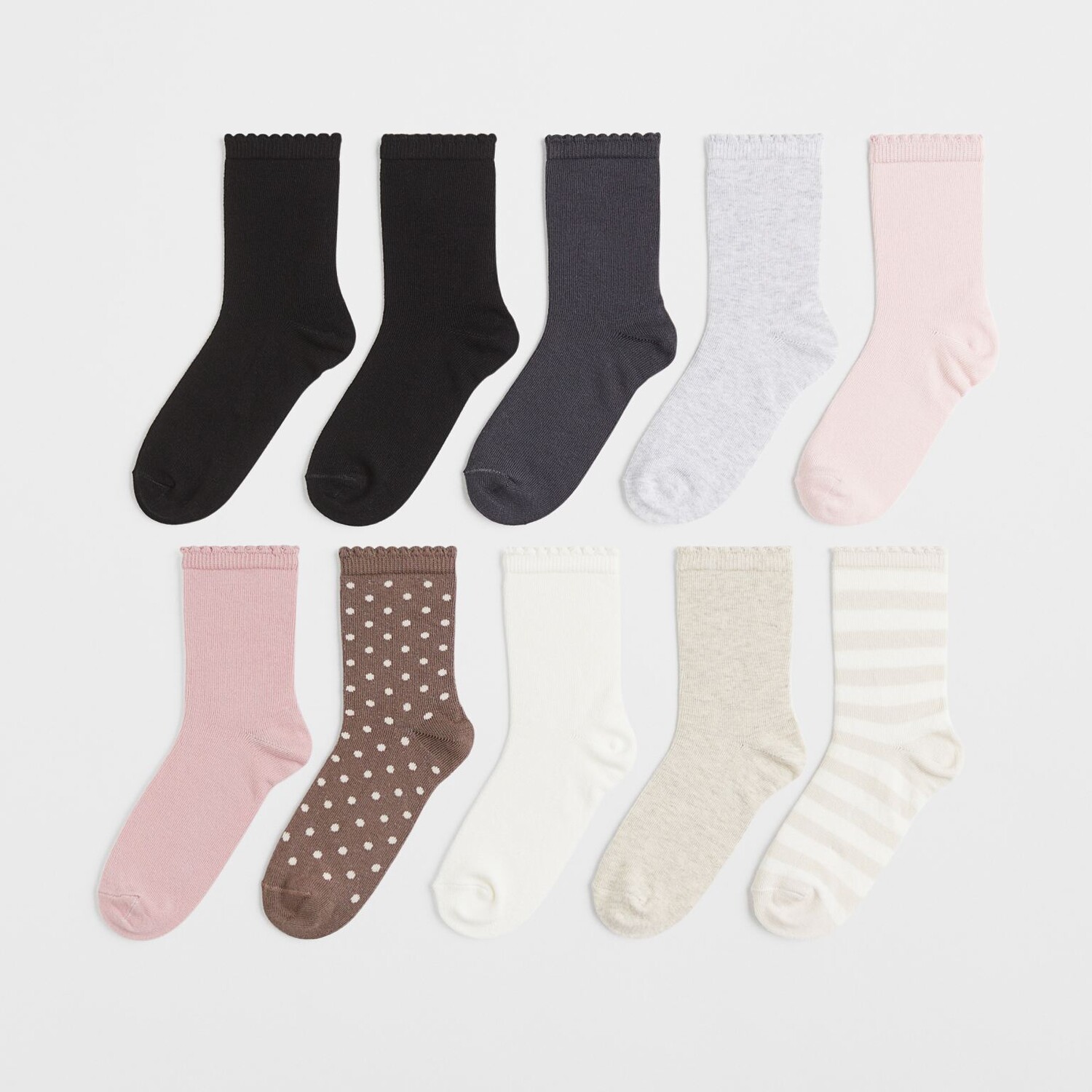 

10 пар носков H&M Dots, черный/бежевый