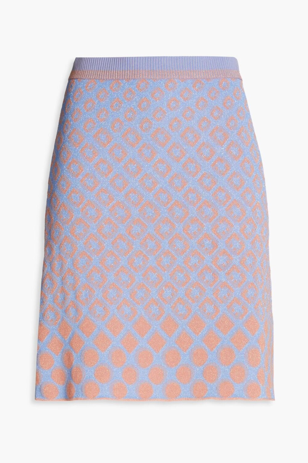 

Мини-юбка металлизированной жаккардовой вязки Diane Von Furstenberg, светло-синий