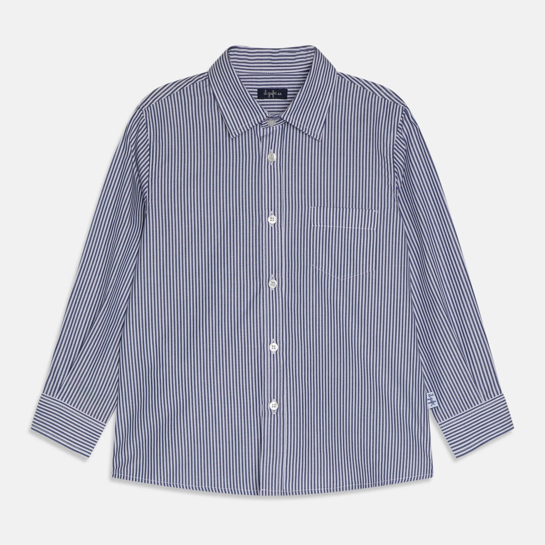 рубашка узкого кроя из хлопка в тонкую полоску Рубашка Il Gufo Striped Kent Collar, темно-синий/белый