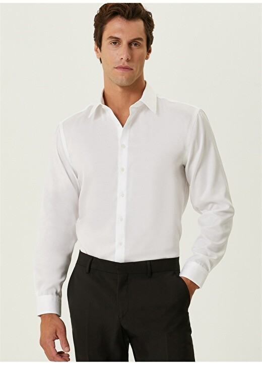 

Белая мужская рубашка Slim Fit с нижним воротником Network