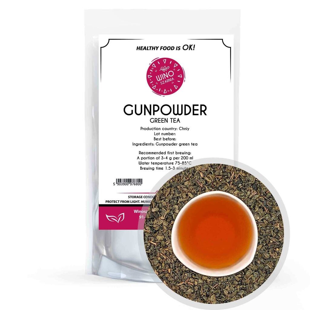 

GUNPOWDER Premium Green Tea - 100 г листового чая в порошке, твердый Winoszarnia