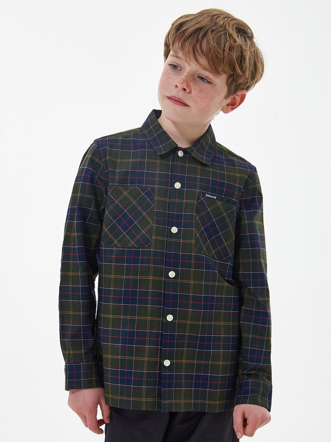 

Детская классическая рубашка в клетку тартан Barbour, зеленый/мульти