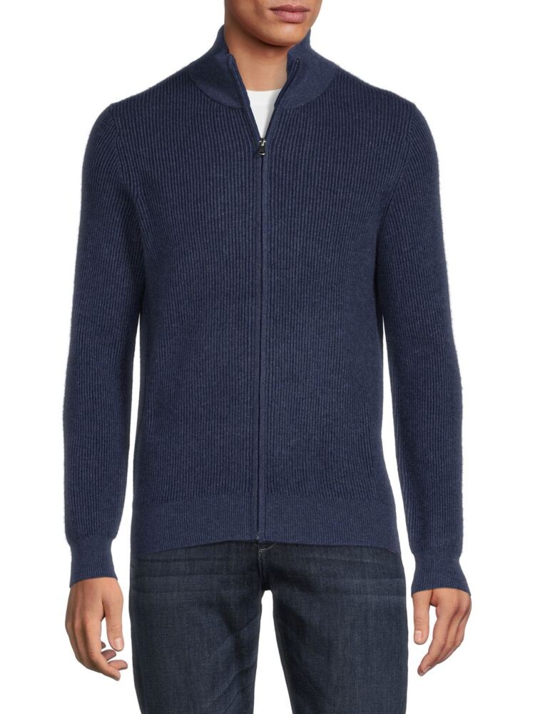 

Кашемировый кардиган в рубчик на молнии Amicale, цвет Denim