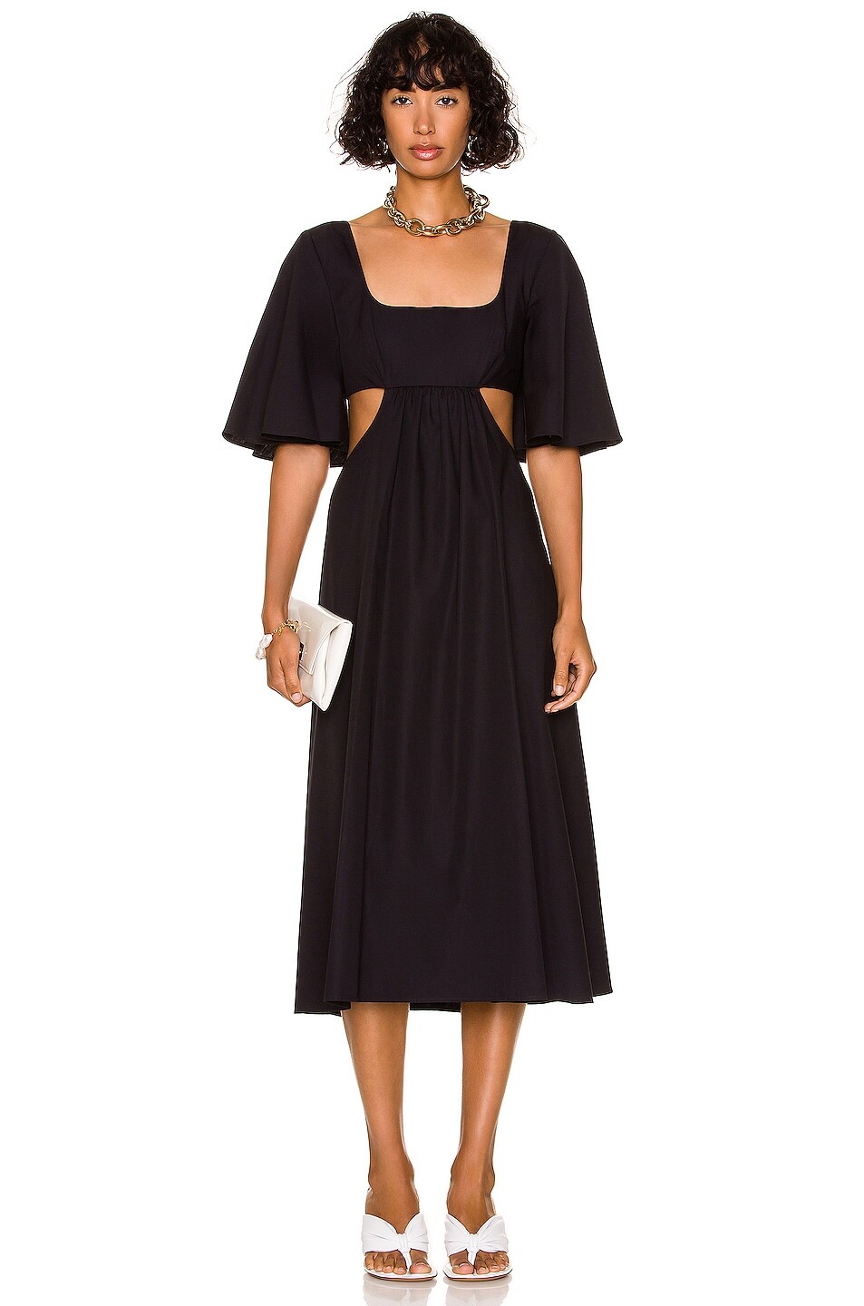

Платье миди Matthew Bruch Flutter Sleeve Cutout, черный
