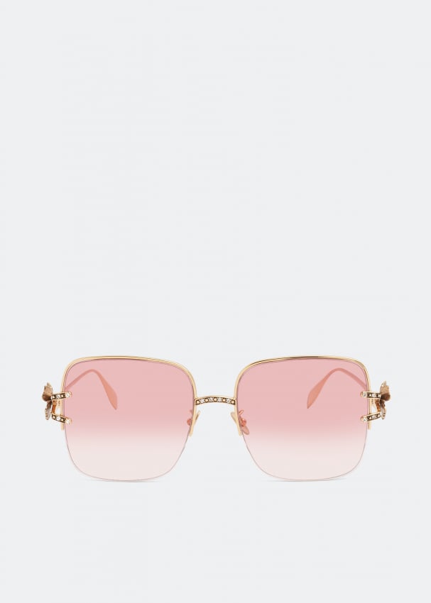 Солнечные очки ALEXANDER MCQUEEN Butterfly jewelled sunglasses, розовый солнечные очки alexander mcqueen skull pendant jewelled sunglasses золотой