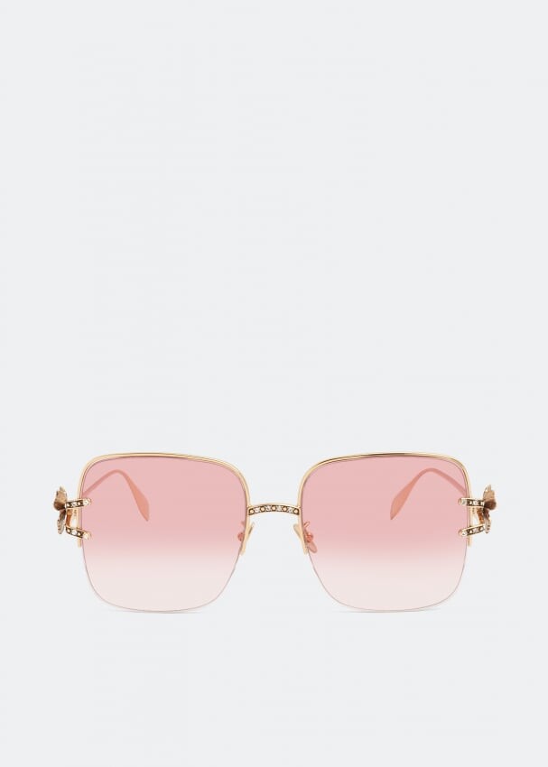 

Солнечные очки ALEXANDER MCQUEEN Butterfly jewelled sunglasses, розовый