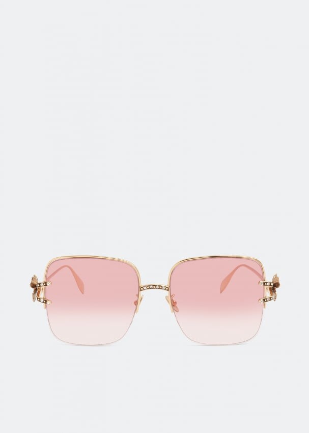 Солнечные очки ALEXANDER MCQUEEN Butterfly jewelled sunglasses, розовый