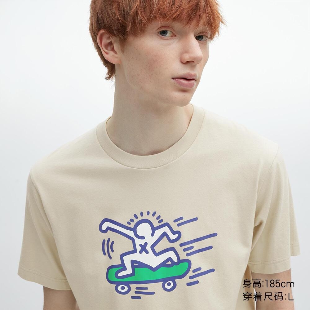

Футболка с принтом унисекс Uniqlo, бежевый