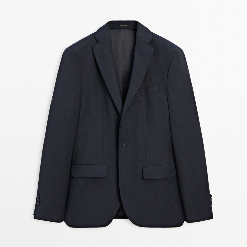 Пиджак Massimo Dutti False Plain Suit, темно-синий костюмный пиджак в полоску zara темно синий