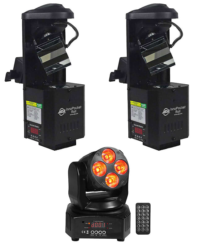 

(2) Американский диджей ADJ Inno Pocket Roll DMX LED Scanner Lights+RGBW Moving Head American DJ (2) Inno Pocket Roll+RockOn-7