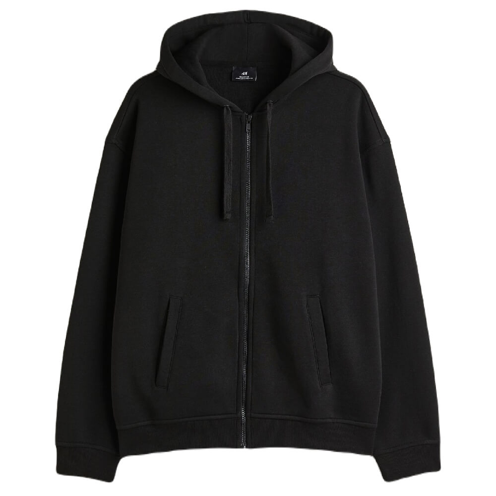 Худи H&M Relaxed Fit Hooded Jacket, черный толстовка artem krivda оверсайз средней длины трикотажная карманы капюшон карманы размер onesize черный