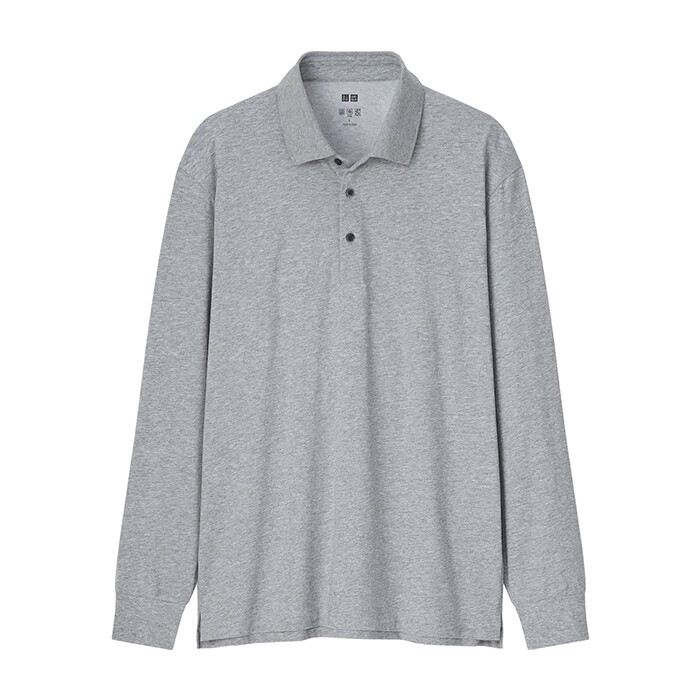 

Рубашка-поло Uniqlo Airism Long Sleeved, серый