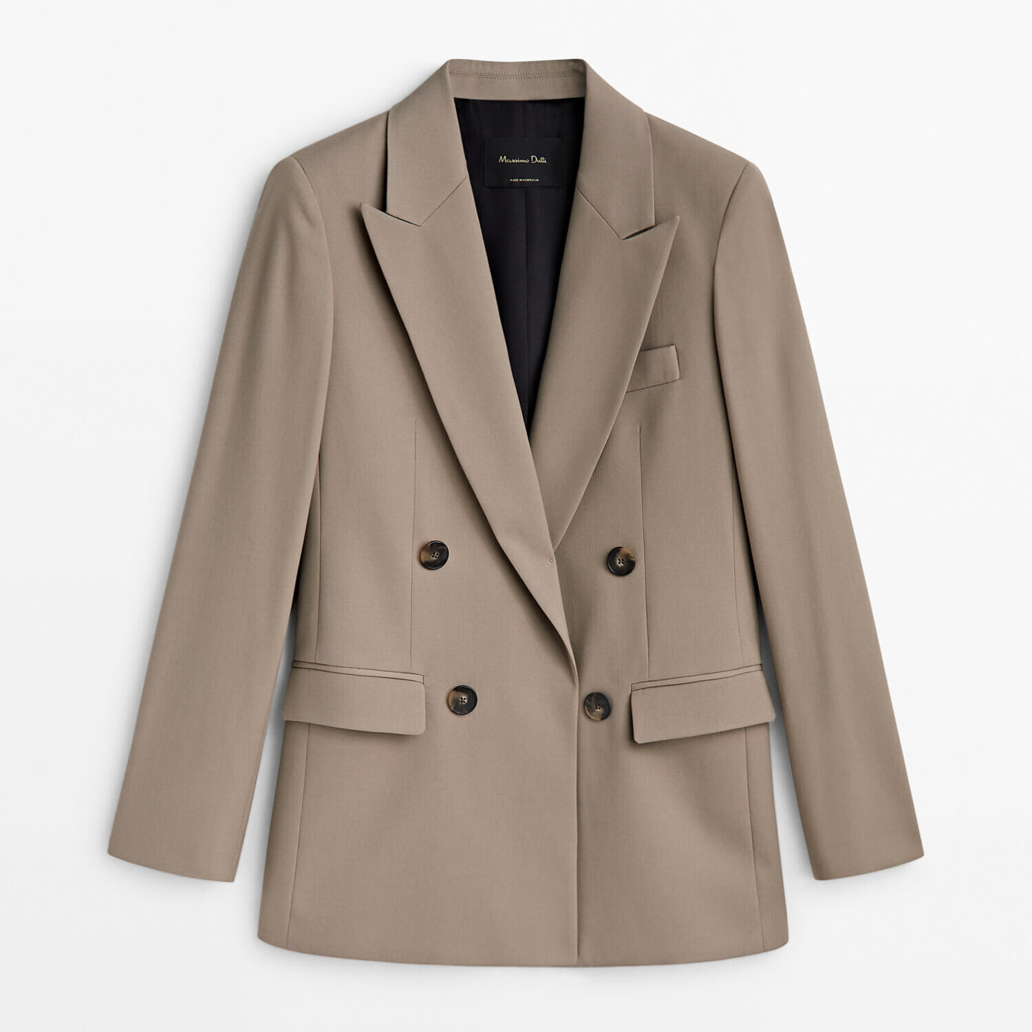 

Блейзер Massimo Dutti False Double-Breasted, коричневый