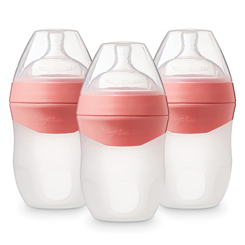 Бутылочки для кормления 3 шт. по 180 мл Tiny Twinkle Silicone, коралловый бутылочки для кормления 3 шт по 180 мл tiny twinkle silicone белый