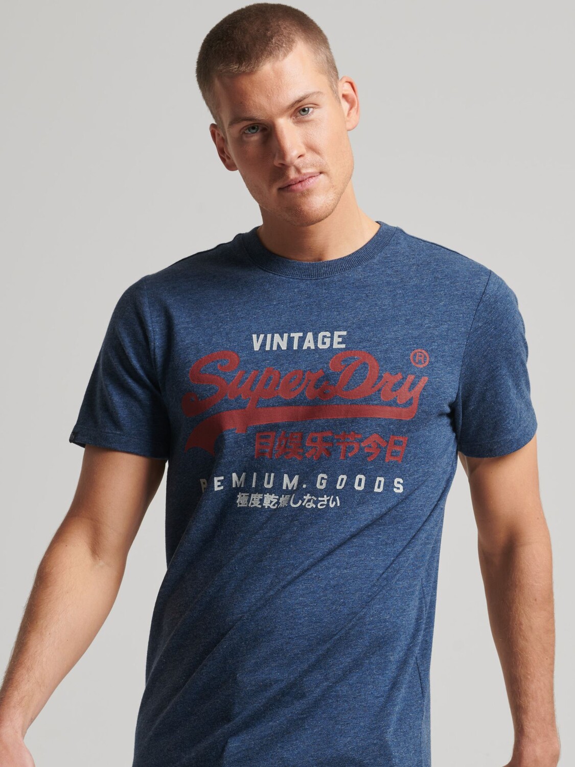 

Футболка Superdry Vintage Logo Americana, черный, синий, меланжевый