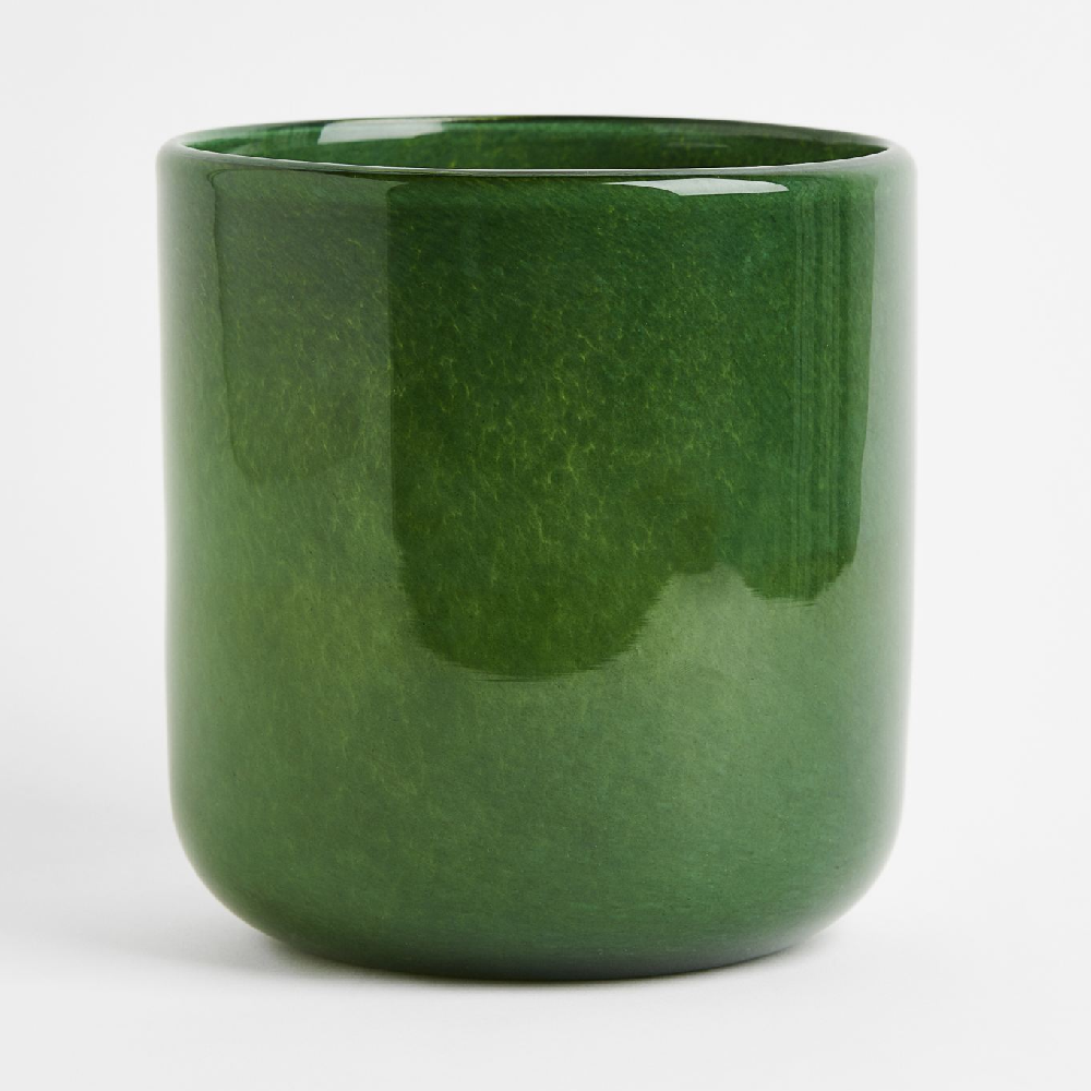 Горшок для цветов H&M Home Glass, темно-зеленый