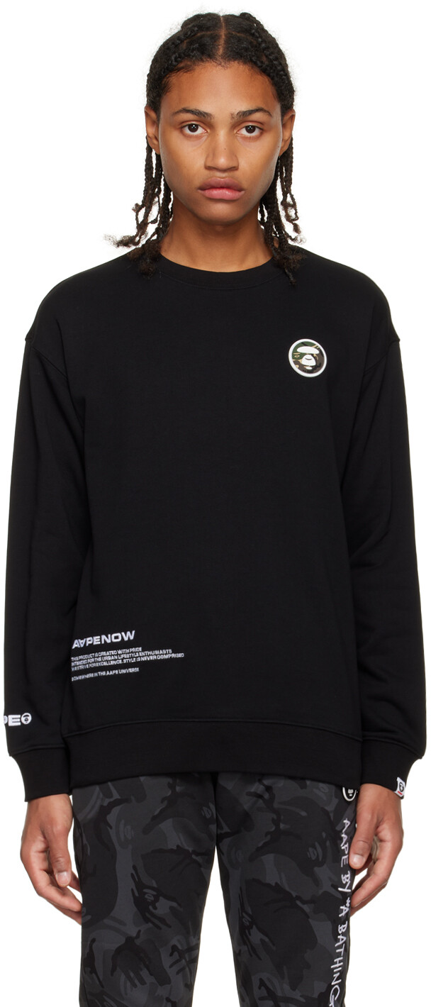 

Черный свитшот с круглым вырезом AAPE by A Bathing Ape