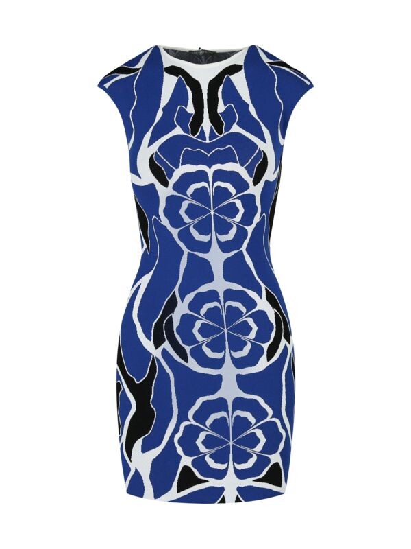 

Облегающее платье из трикотажа с аквалангом Alexander McQueen Blue