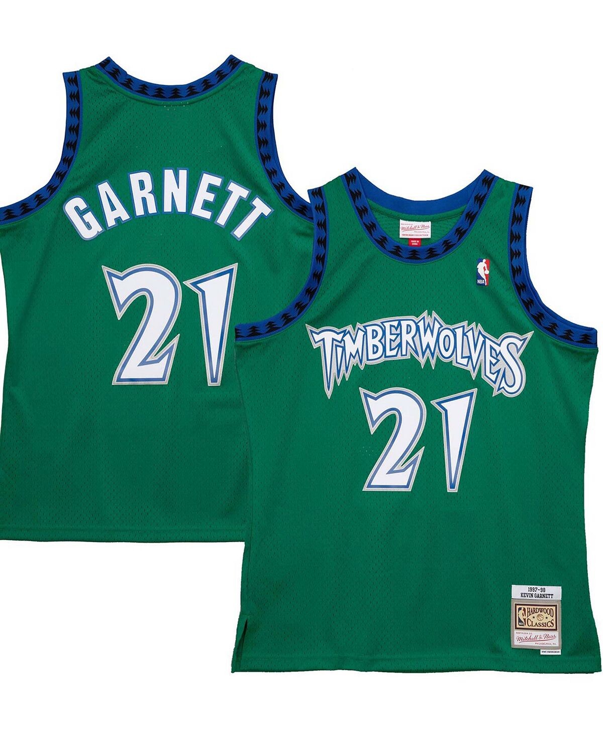 

Мужская футболка kevin garnett green minnesota timberwolves 1997-98 hardwood classics reload 2.0 swingman jersey Mitchell & Ness, зеленый