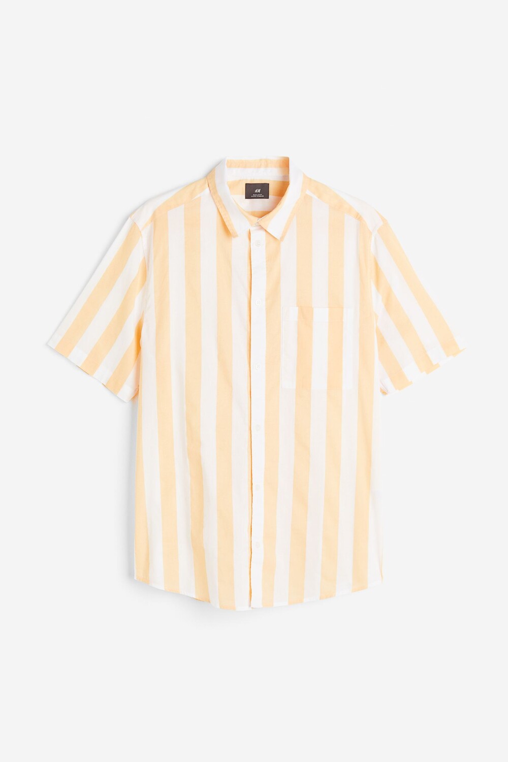 

Рубашка H&M Regular Fit Cotton Shirt, белый, оранжевый