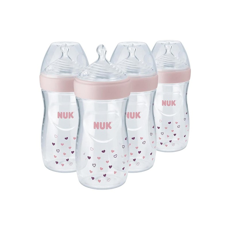 Бутылочки для кормления 4 шт. по 260 мл Nuk Simply Natural with SafeTemp, розовый nuk simply natural подарочный набор для новорожденных от 0 месяцев 9 шт