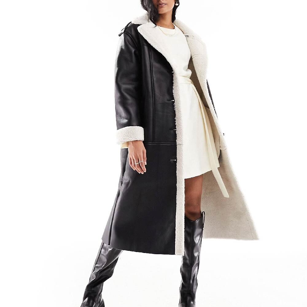 

Пальто Only Faux Leather Longline Aviator, ченый
