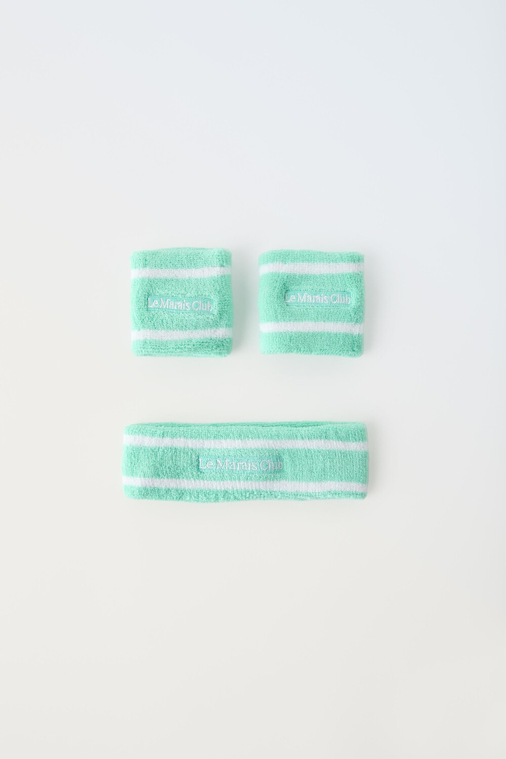 

Повязка на голову и браслеты Zara Striped Pack Of 2, светло-зеленый