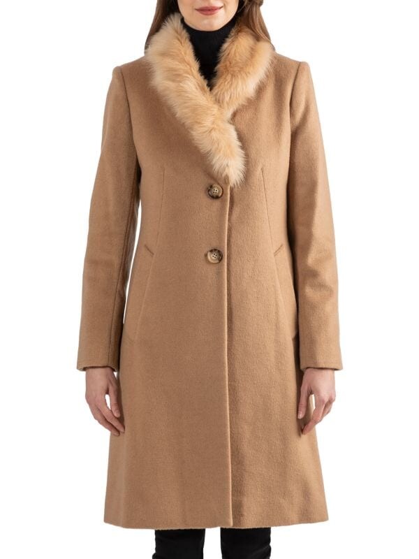 

Пальто из смесовой шерсти с шалевым воротником Sofia Cashmere Camel