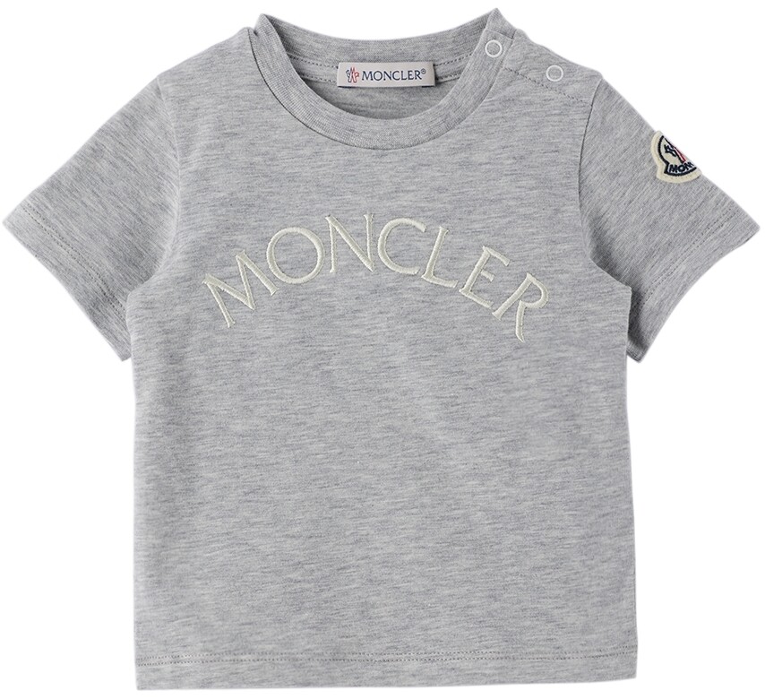 

Детская серая футболка с вышивкой Moncler Enfant