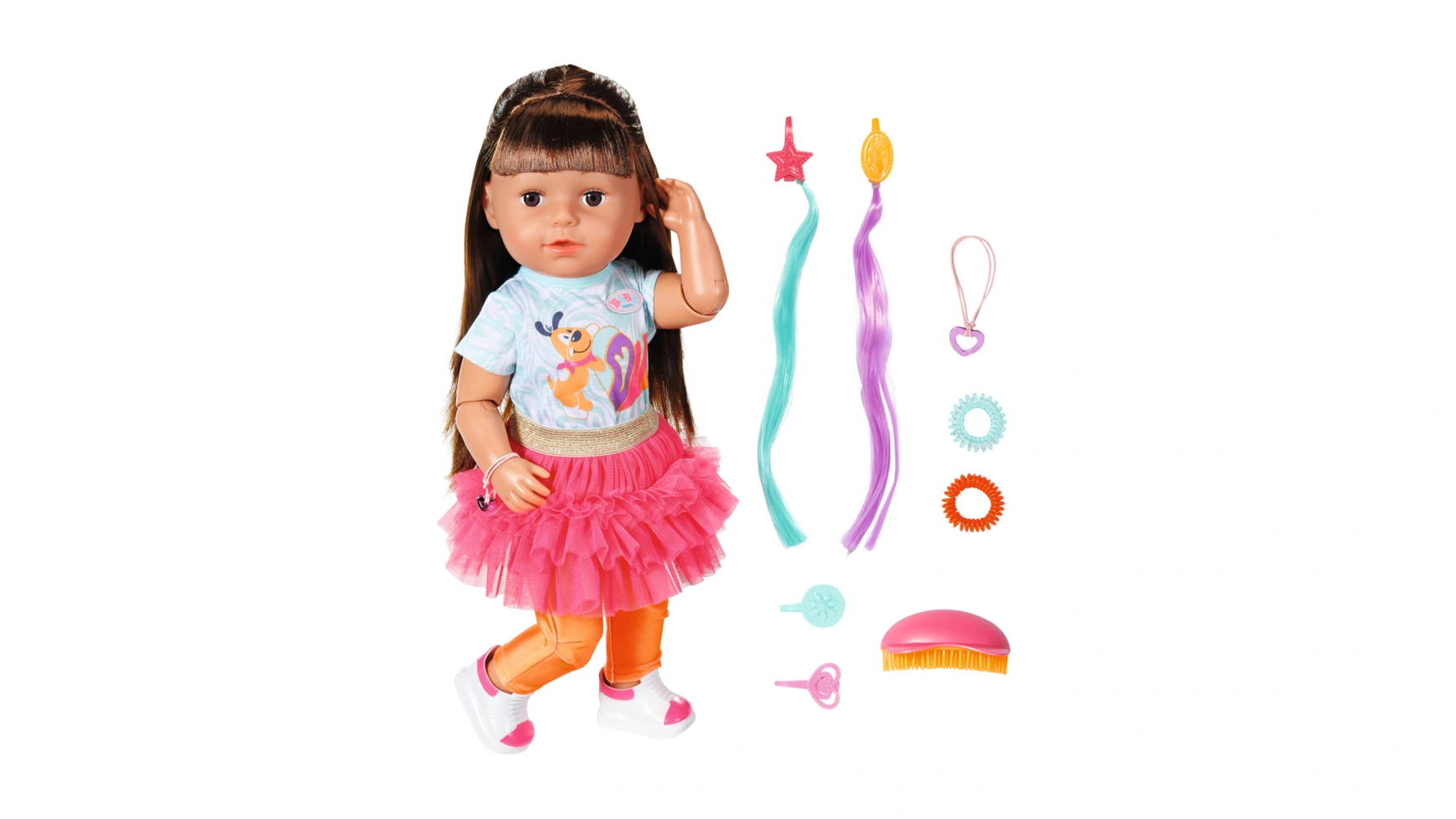 цена Zapf Creation Кукла Baby Born с волосами Sister Play & Style брюнетка 43см