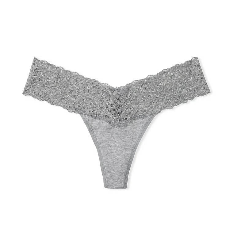 

Трусики-стринги Victoria's Secret The Lacie Lace-Waist Cotton, серый