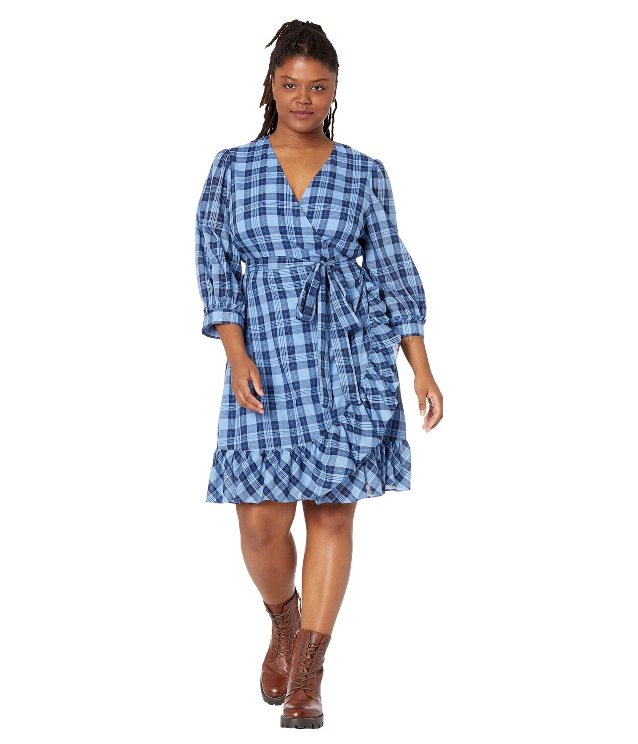

Платье Draper James, Plus Size Reba Flutter Wrap Dress in Angie Plaid