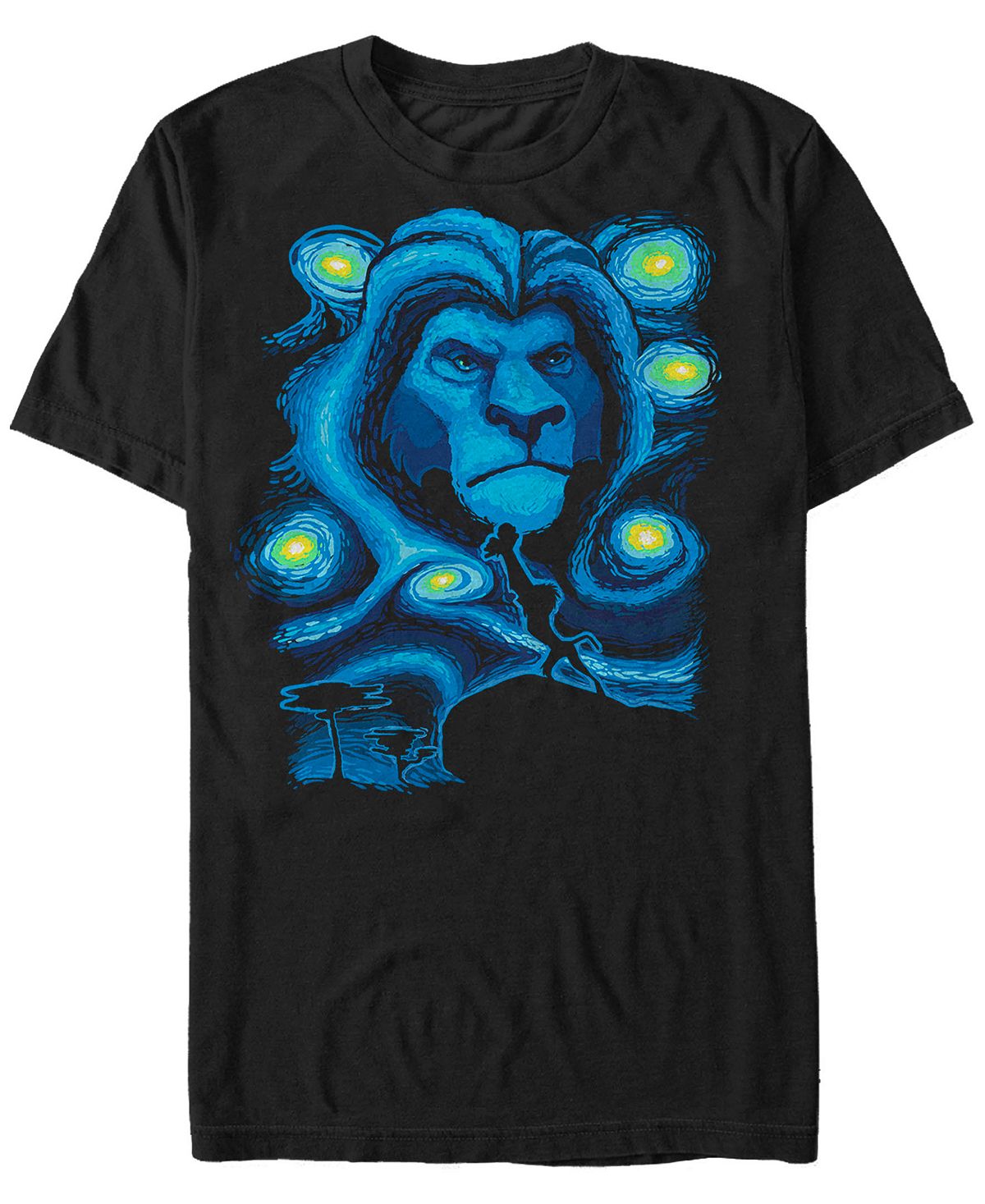 Мужская футболка с коротким рукавом disney the lion king mufasa starry night Fifth Sun, черный