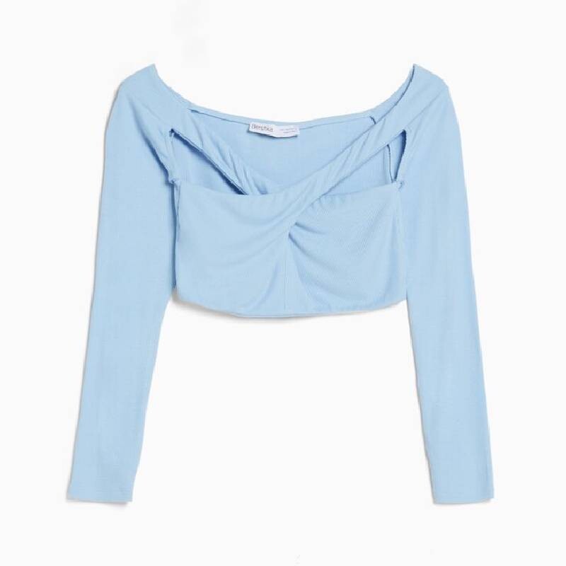 

Топ Bershka Crossover Neckline, голубой